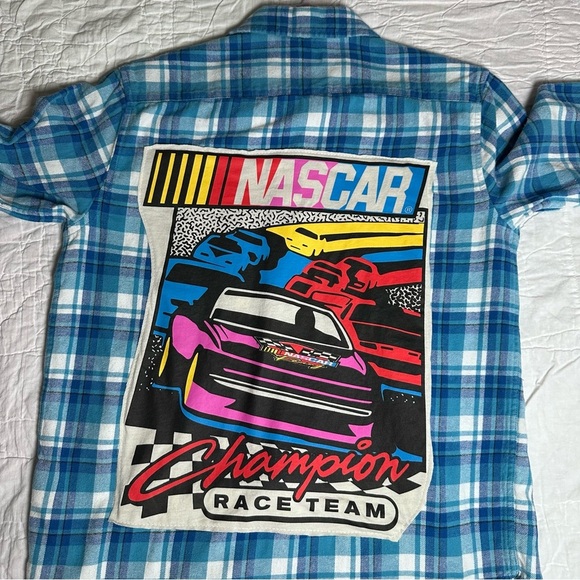Nascar kid flannel upcycle large - Picture 3 of 6
